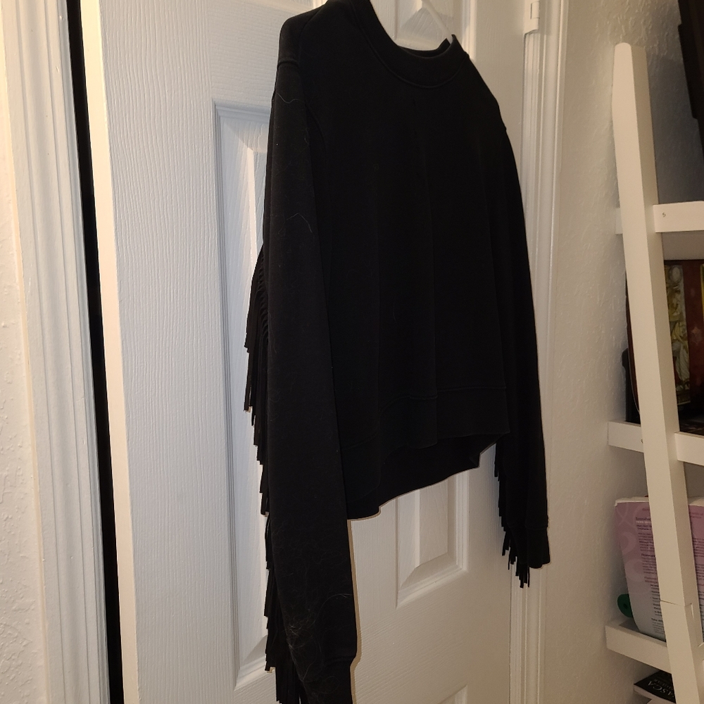 All Saints Fringe Crop Sweater Black Vintage Size Small